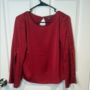 Vince Camuto Red Long Sleeve Boxy Blouse